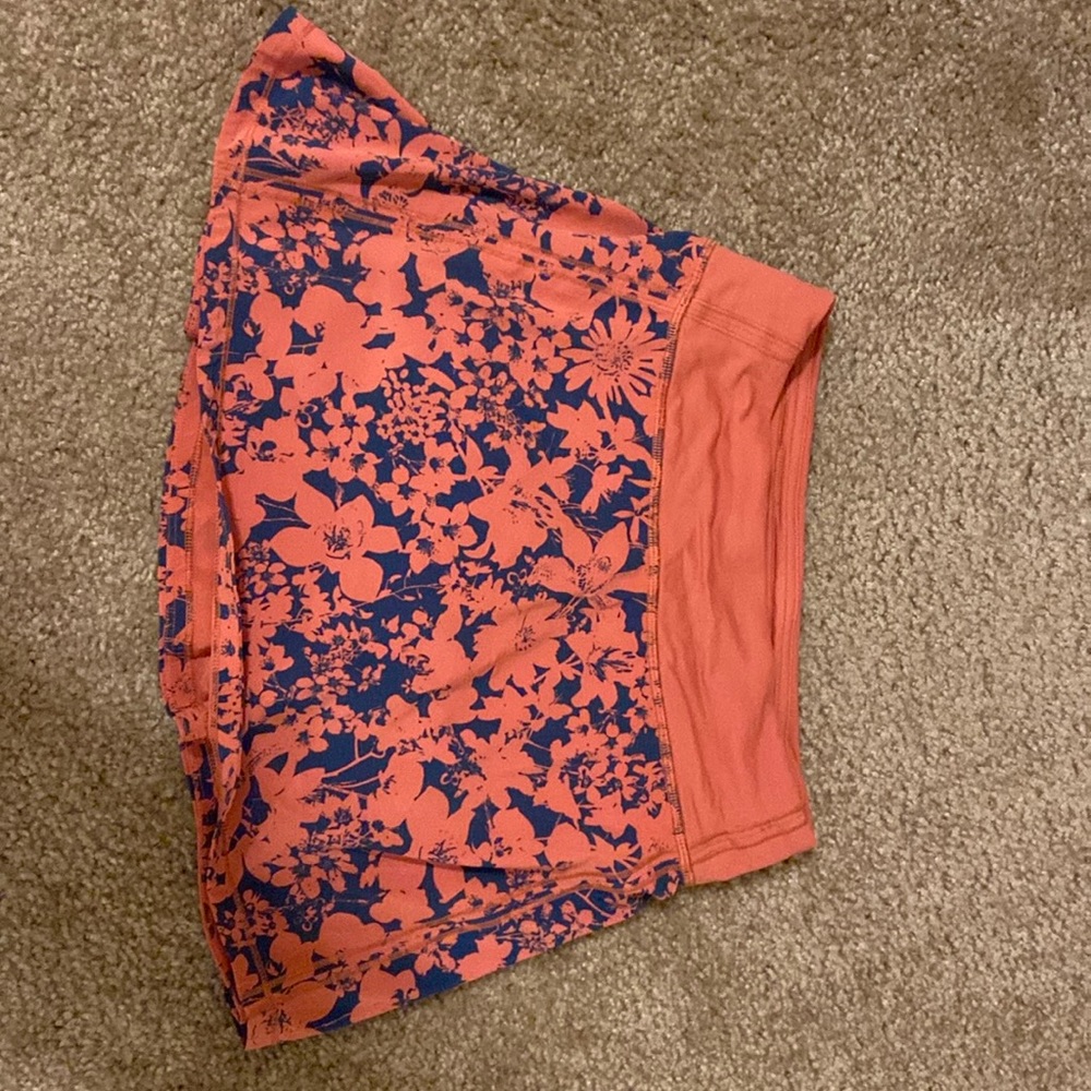 Lululemon Pace Rival Skirt Orange Blue Floral